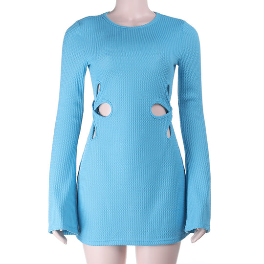 Damen Langärmeliges Strukturstrick-Minikleid mit seitlichen Cut-Outs Shop Nory