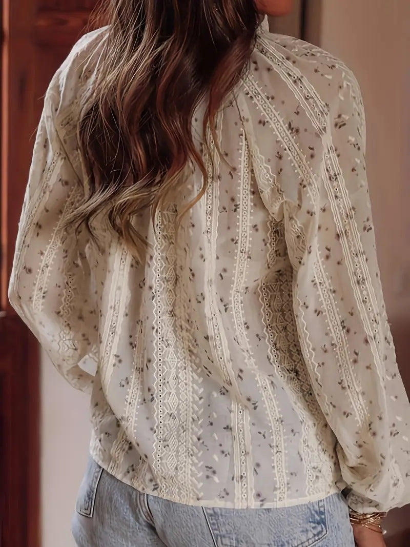 Damen bestickte Bluse mit eleganten Details
