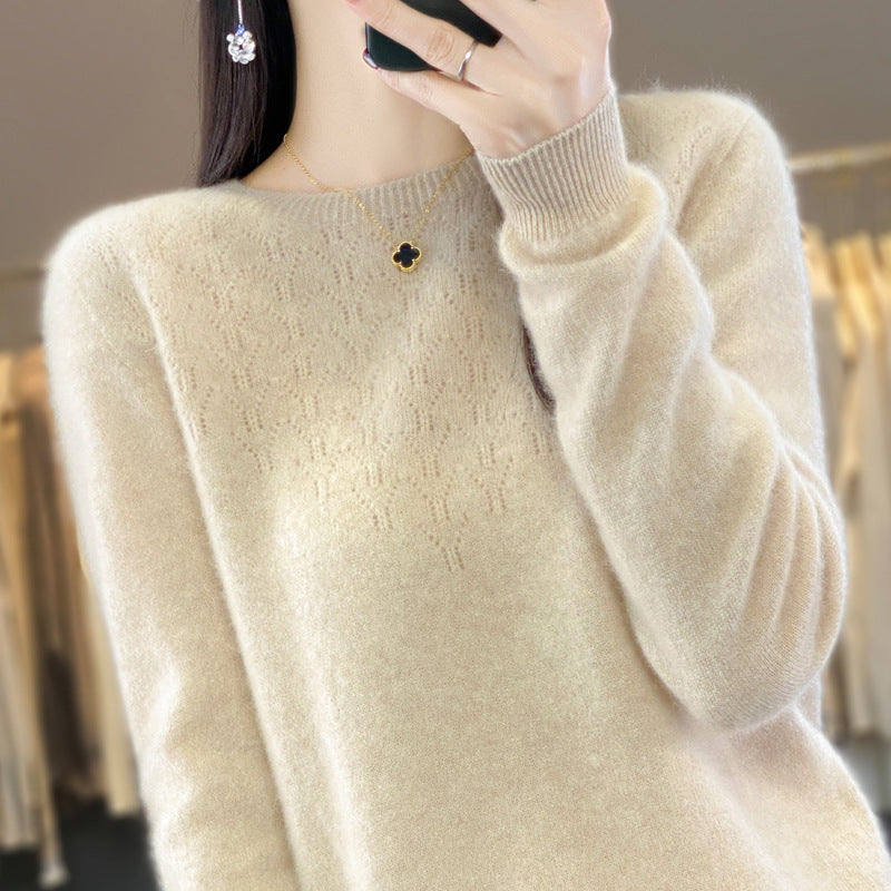 Damen Kuscheliger Midweight Rundhals-Pullover aus Angora-Blend mit feinem Flor und schmalem Bündchen Shop Nory