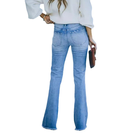 Damen Flared Jeans mit hohem Bund und elegantem Schnitt