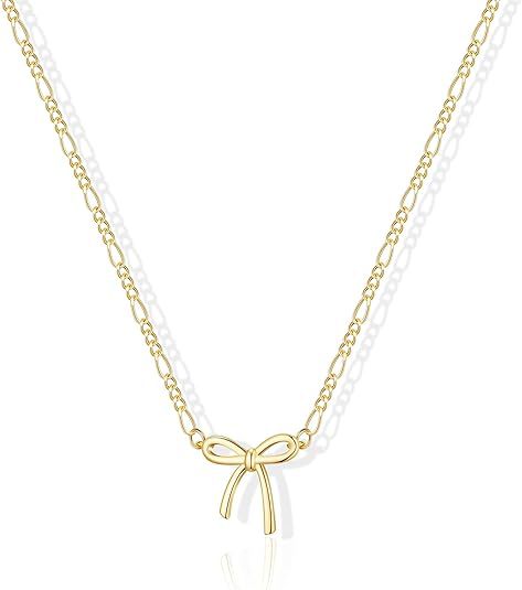 Damen elegante Halskette mit Schleifenanhänger und feinem Gliederdesign Shop Nory
