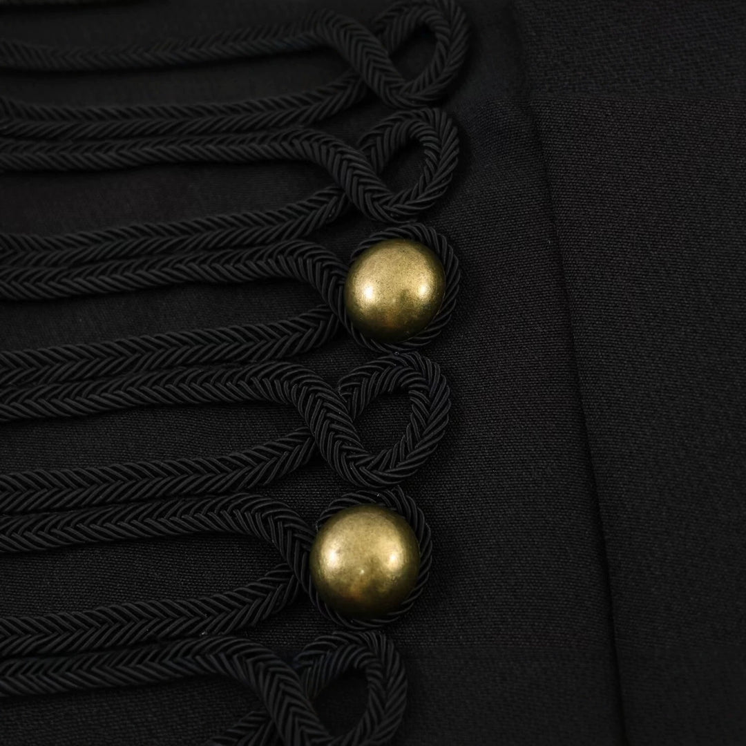 Damen militärinspirierte Cropped-Jacke mit Stehkragen und dekorativer Zierknopfpassé Shop Nory