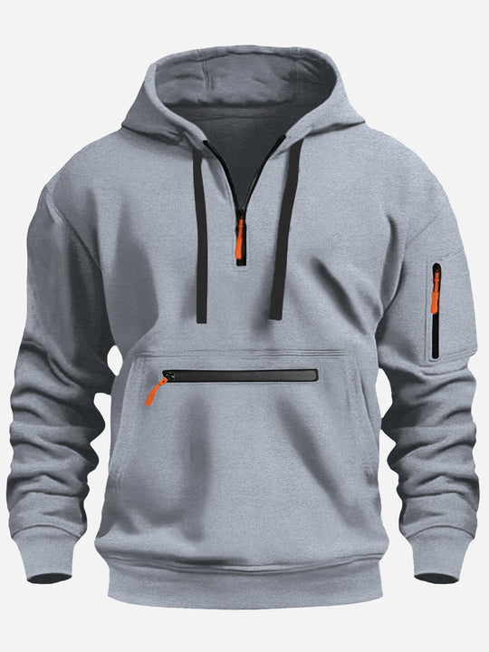 Herren Kapuzenpullover mit Halbzip, Kängurutasche und verdeckten Reißverschlüssen Shop Nory