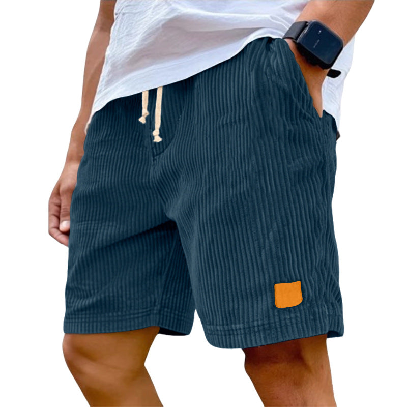 Herren nan Feincord-Shorts mit elastischem Tunnelzugbund, Kordelzug und tiefen Eingrifftaschen Shopnory