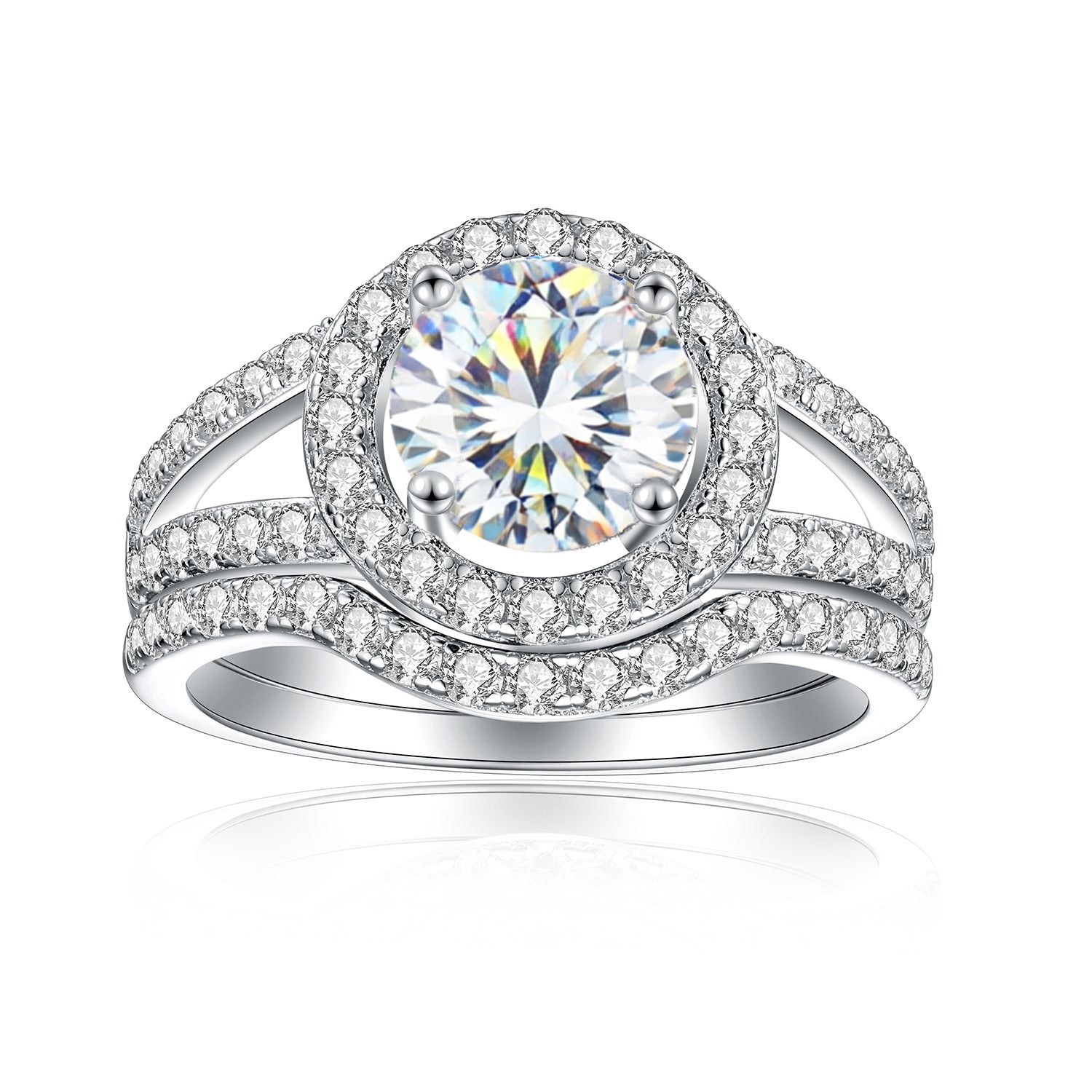 Damen Ring mit geschwungenem Design und funkelndem Zirkonia-Besatz Shop Nory