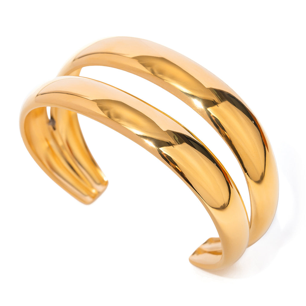Damen Offenes Armreif mit elegantem Wellen-Design aus Edelstahl Shop Nory
