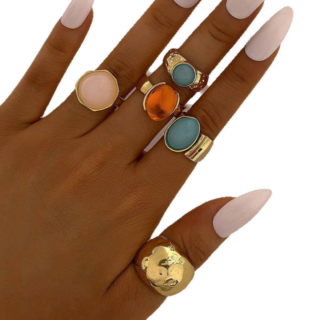 Damen Ring-Set mit auffälligen Edelstein-Akzenten und modernem Design Shop Nory