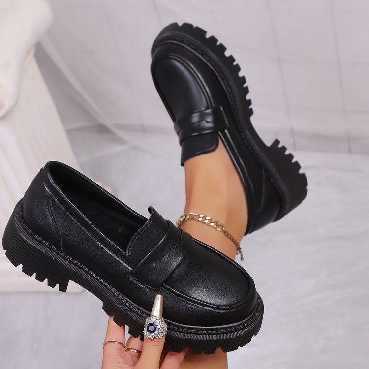 Damen Modische Lacklederschuhe mit robustem Profil
