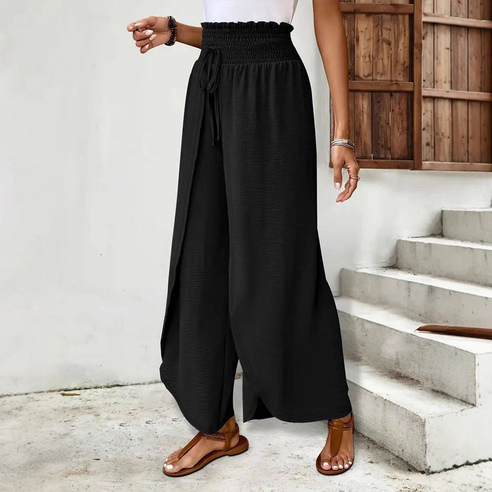 Damen Weit geschnittene Palazzo-Hose mit seitlichen Schlitzen Shopnory