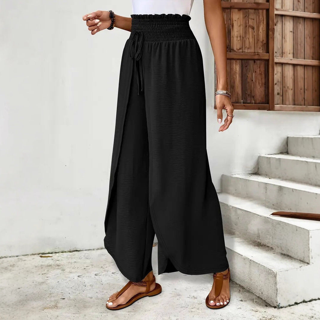Damen Weit geschnittene Palazzo-Hose mit seitlichen Schlitzen Shopnory