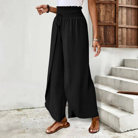 Damen Weit geschnittene Palazzo-Hose mit seitlichen Schlitzen Shopnory