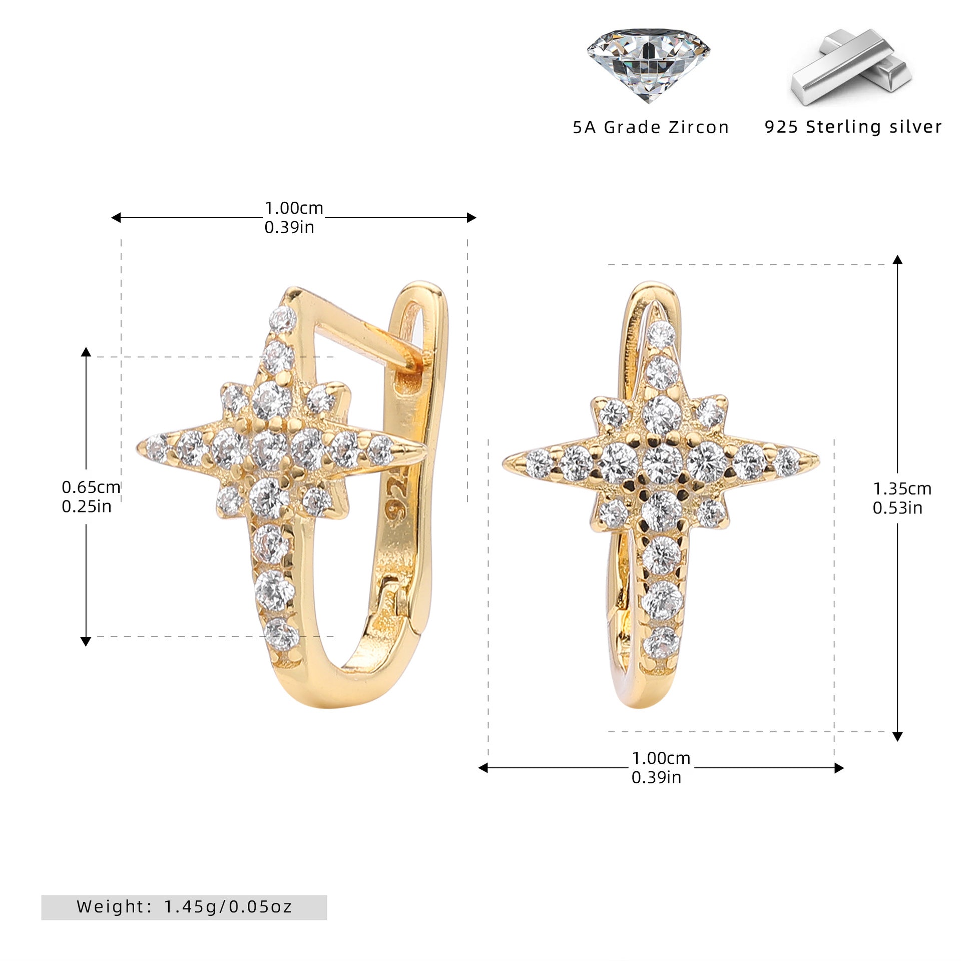 Damen Ohrhänger im stilvollen Kreuz-Design aus hochwertigem 925 Sterling Silber und funkelnden Zirkonia Shop Nory