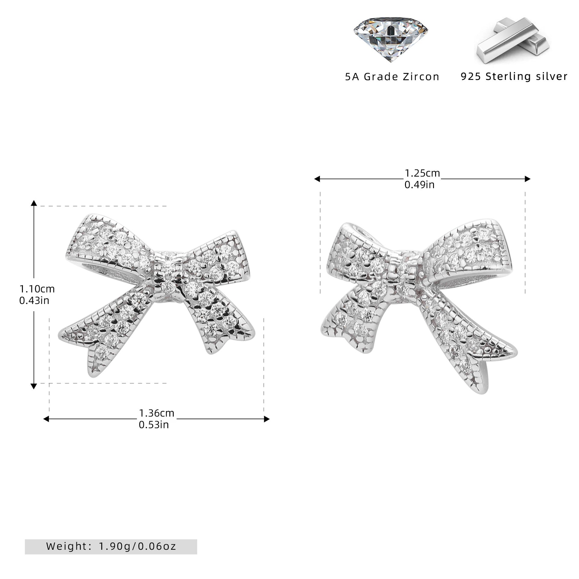 Damen Ohrringe im Schleifen-Design aus 925 Sterling Silber mit Zirkonia Shop Nory