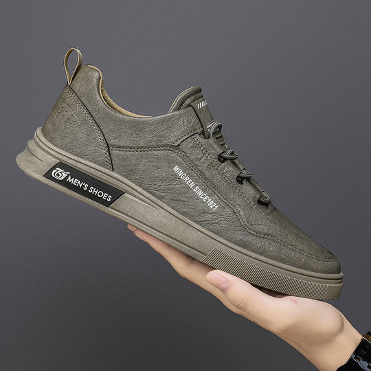 Herren elegante Low-Top Lederoptik City-Sneaker mit verstärkter Zehenkappe und gepolstertem Fersenkragen Shop Nory
