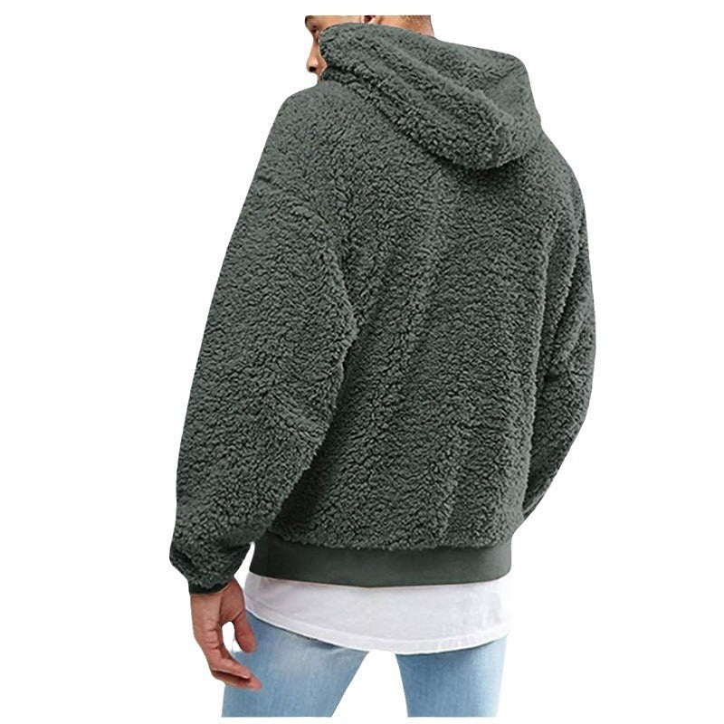 Herren kuschelige Fleece-Hoodie mit hohem Kragen