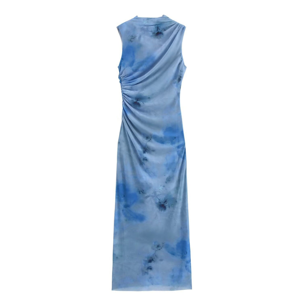 Damen elegantes Maxikleid mit Rüschen und asymmetrischem Schnitt Shopnory