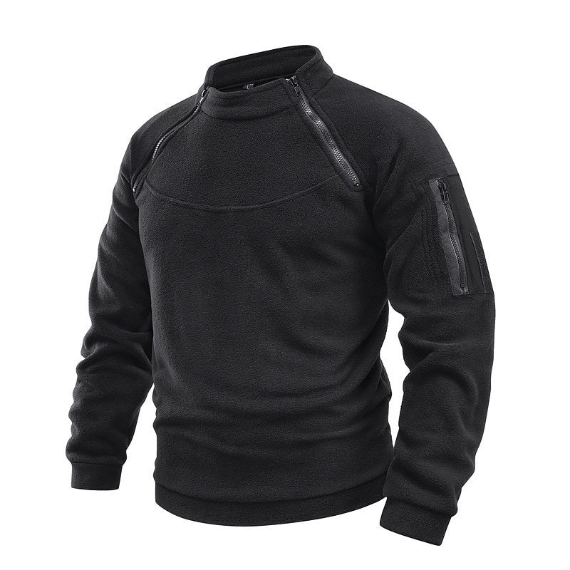 Herren Thermo-Tactical-Sweatshirt mit Fleece-Innenfutter, Reißverschluss-Schultern & Armtasche Shop Nory