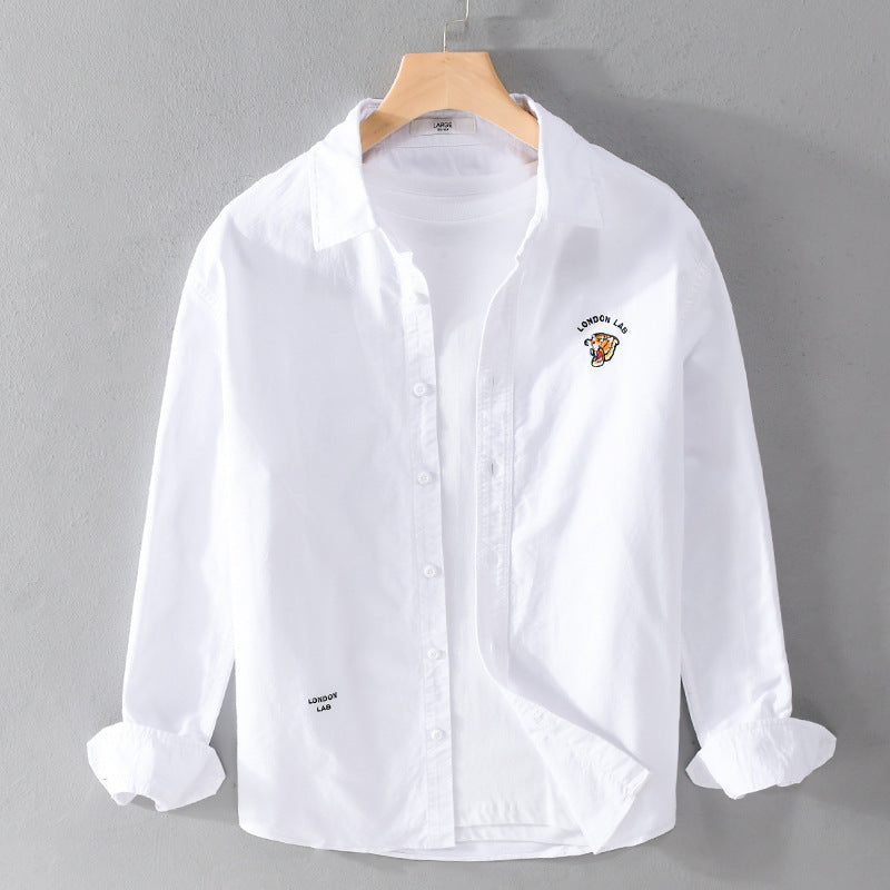 Herren Leichtes Baumwoll-Overshirt im Layering-Look mit Logostickerei und Kentkragen Shop Nory