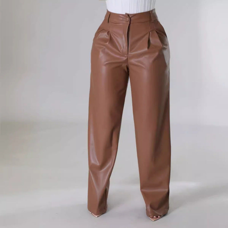 Damen Elegante und stilvolle Kunstlederhose