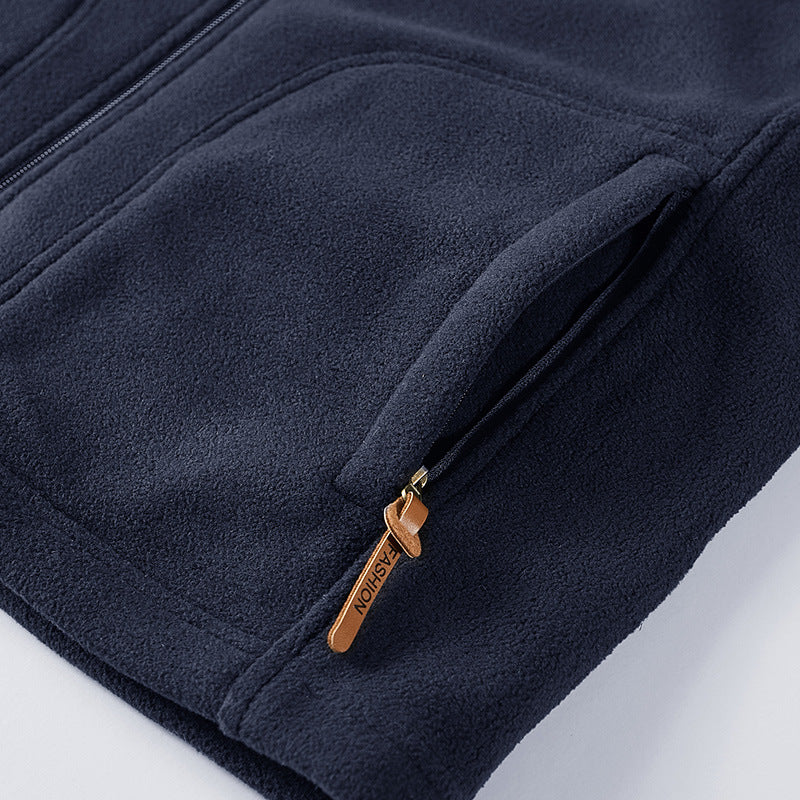 Herren Fleece-Utility-Weste mit Reißverschluss, Stehkragen und praktischen Taschen Shop Nory