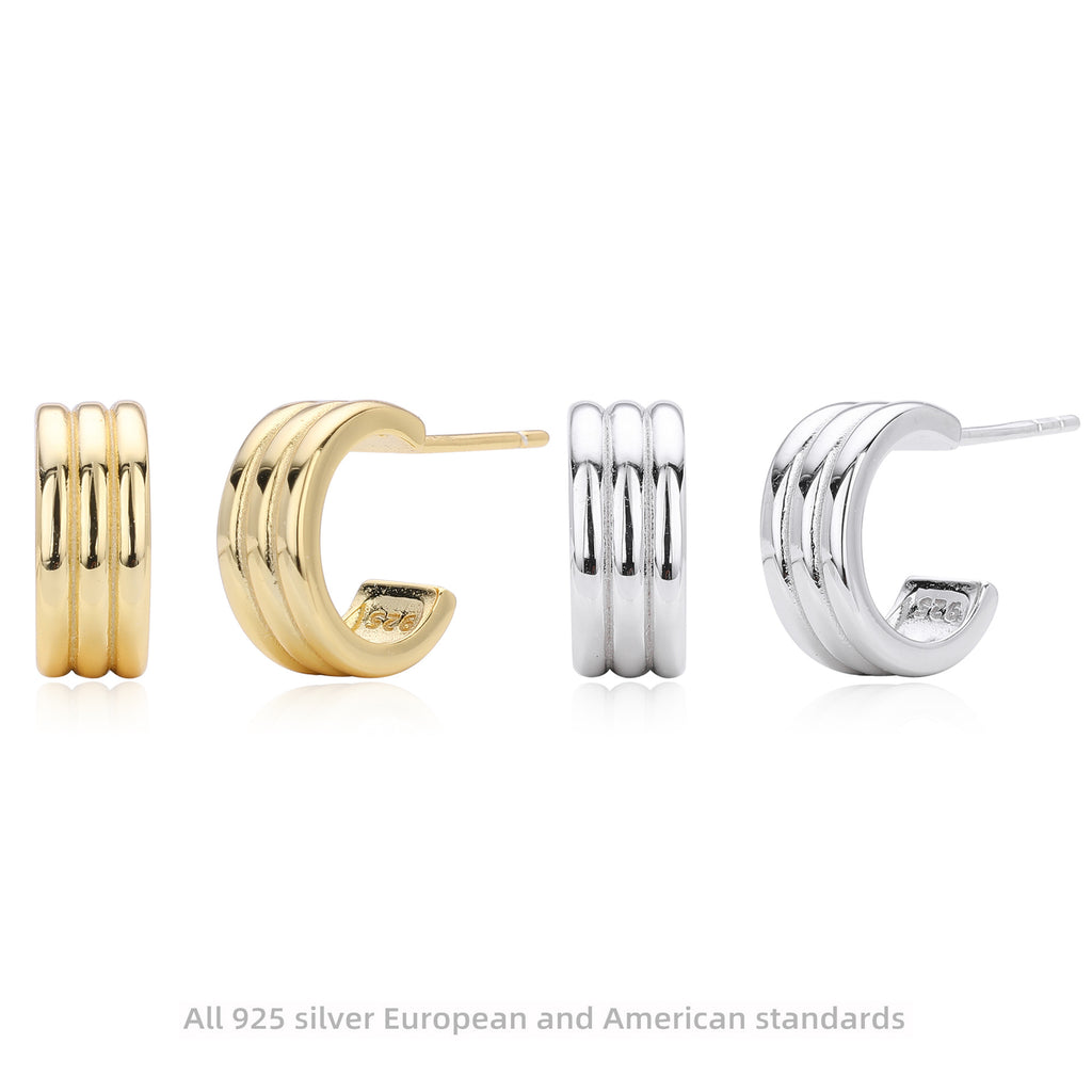 Damen Creolenohrringe mit elegantem, mehrreihigem Design aus hochwertigem 925 Sterling Silber Shop Nory