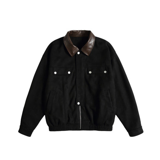 Damen Kurz geschnittene Boxy-Blousonjacke mit kontrastierendem Kunstlederkragen Shop Nory