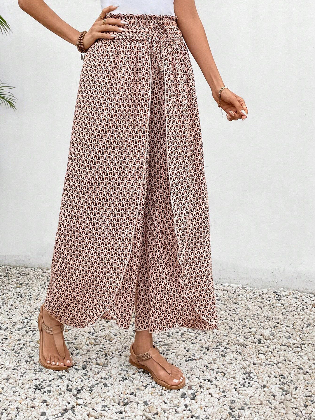 Damen Palazzo-Hose mit weitem Bein und gerafftem Elastikbund Shop Nory