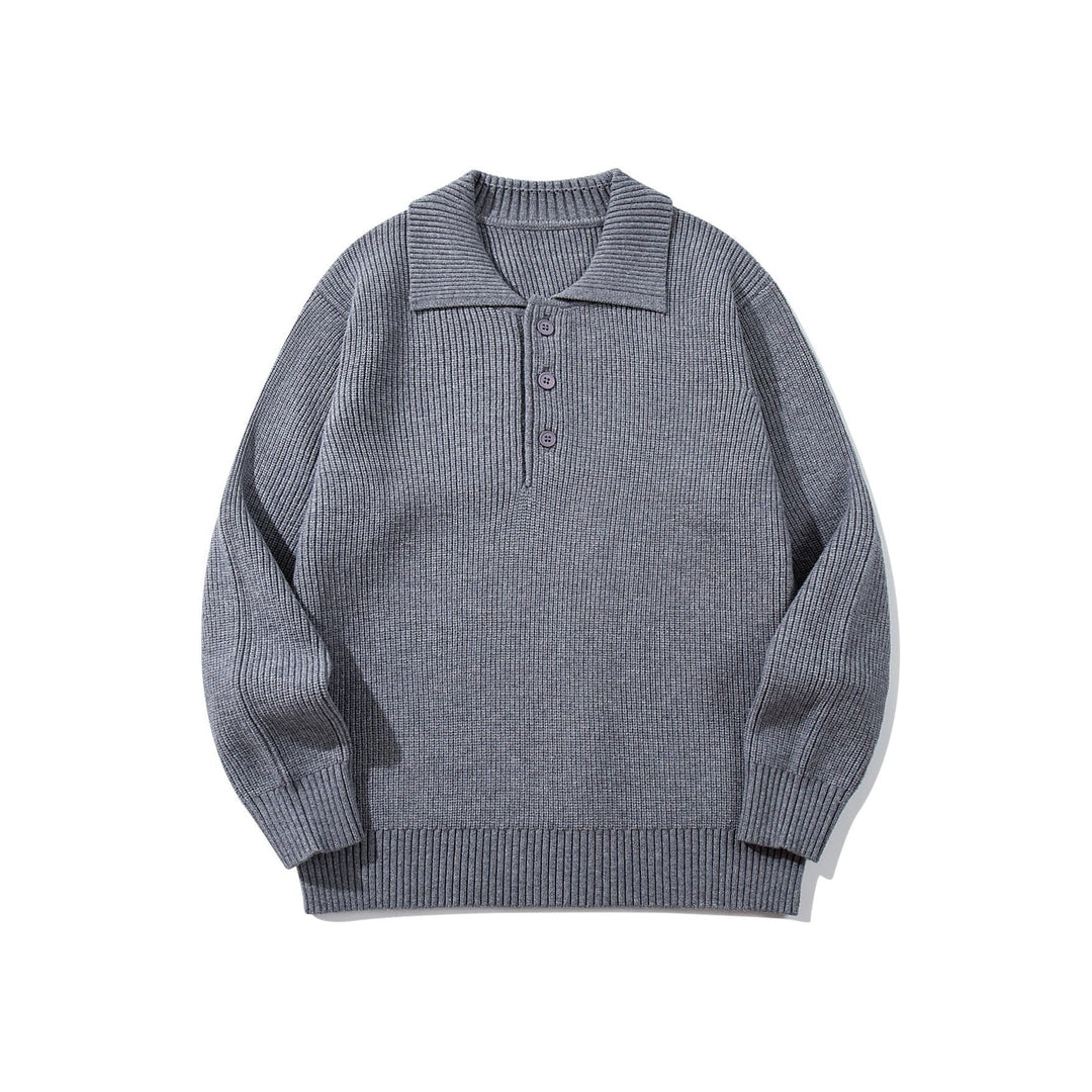 Herren Gerippter Polokragenpullover mit dreifacher Knopfleiste und Relaxed-Fit Shop Nory