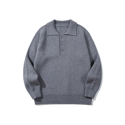 Herren Gerippter Polokragenpullover mit dreifacher Knopfleiste und Relaxed-Fit Shop Nory