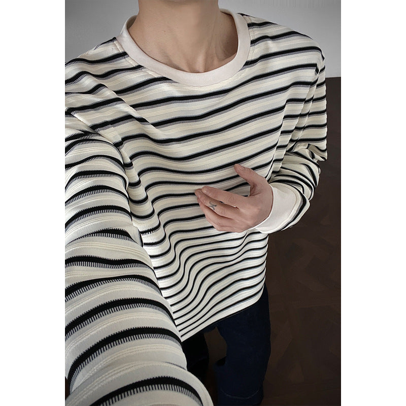 Herren Lässiges gestreiftes Langarm-Shirt Shop Nory