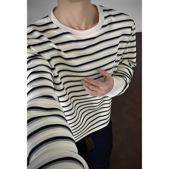 Herren Lässiges gestreiftes Langarm-Shirt Shop Nory