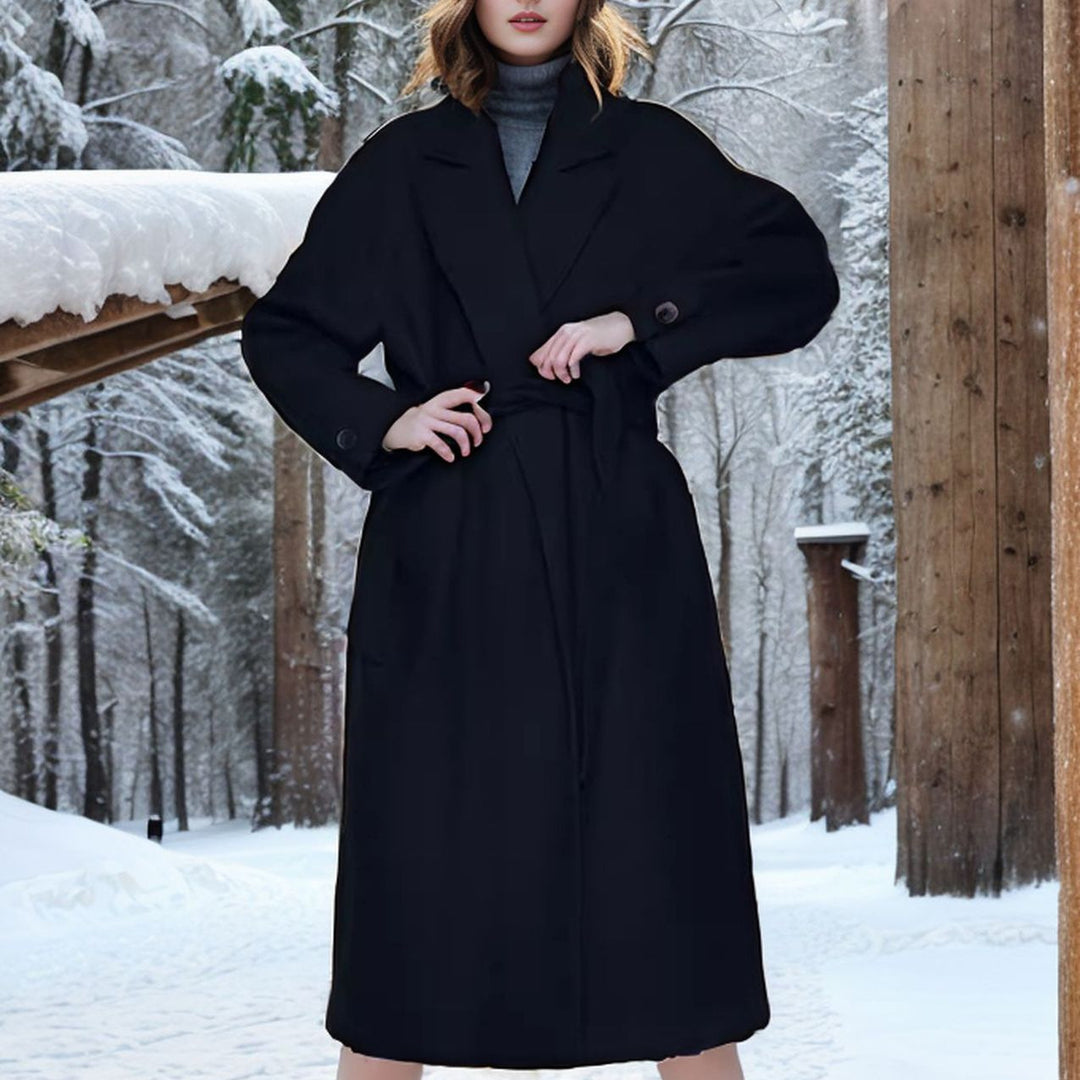 Damen Langmantel aus Wollmix mit Reverskragen und lockerem Schnitt Shop Nory