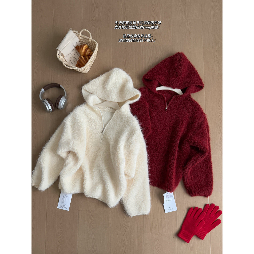 Damen Flauschiger Kapuzenpullover Shop Nory
