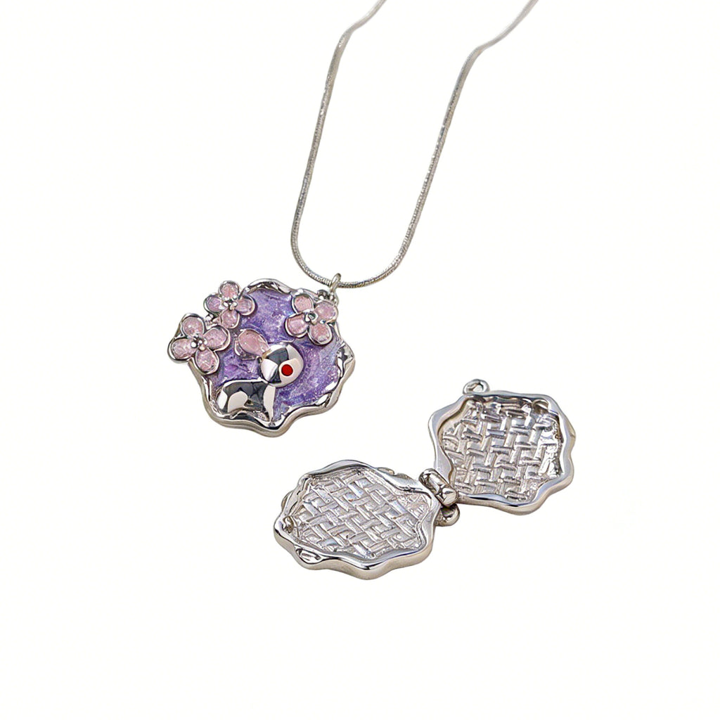 Damen filigraner Anhänger mit Kinder-Motiv und Blumendekor Shop Nory