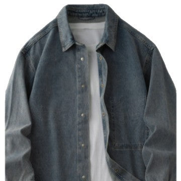 Herren Overshirt-Jacke aus gewaschenem Denim mit Druckknopfleiste und Relaxed-Schnitt Shop Nory