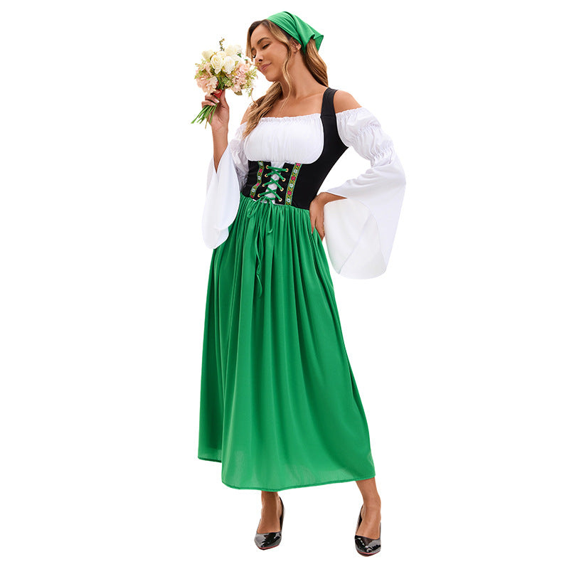 Damen nan Renaissance Dirndl Kostüm mit Schnürmieder und Carmenärmeln Shop Nory