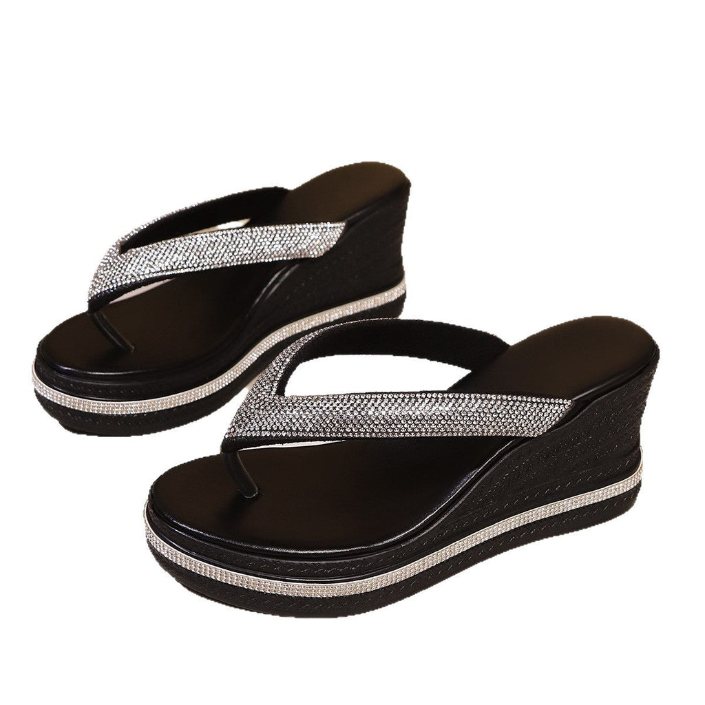 Damen Glamouröse Zehentrenner-Sandalen mit funkelndem Absatz Shopnory