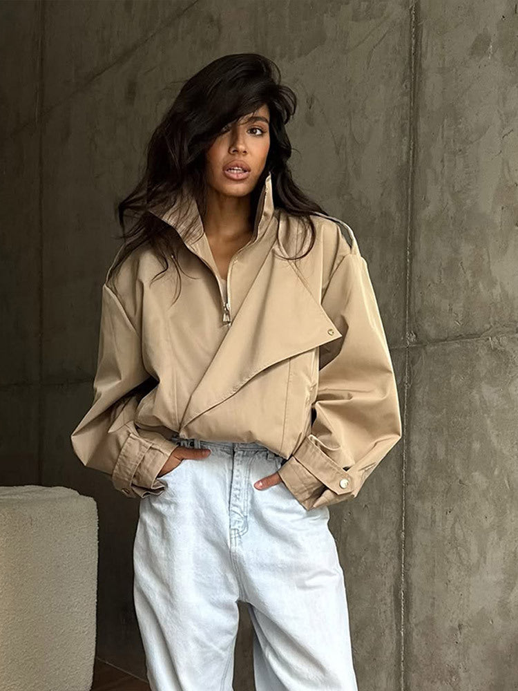 Damen lässige Oversized-Jacke mit stylischem Revers Shopnory