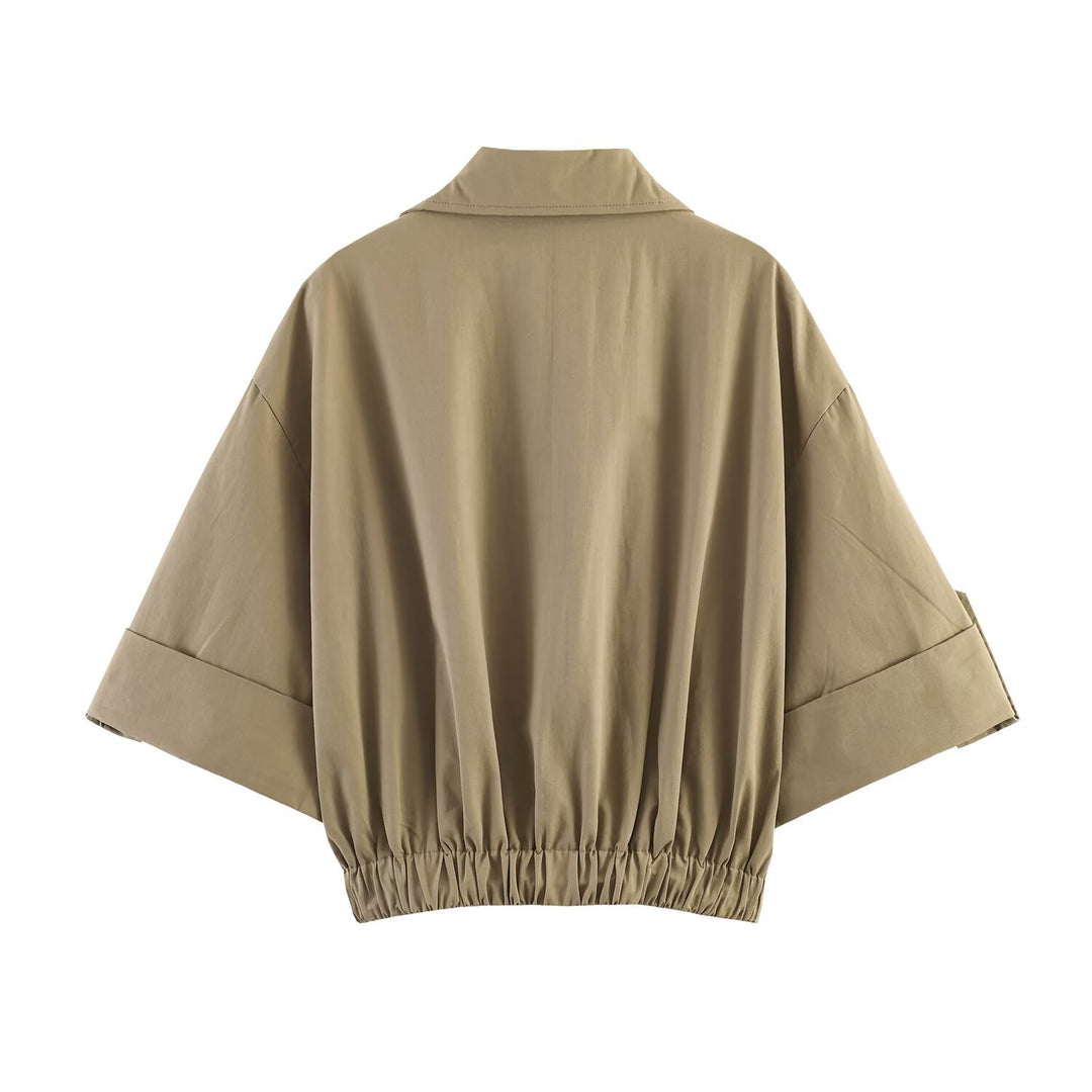 Damen Cropped Doppelreihiges Trenchcape im Boxy‑Schnitt Shop Nory