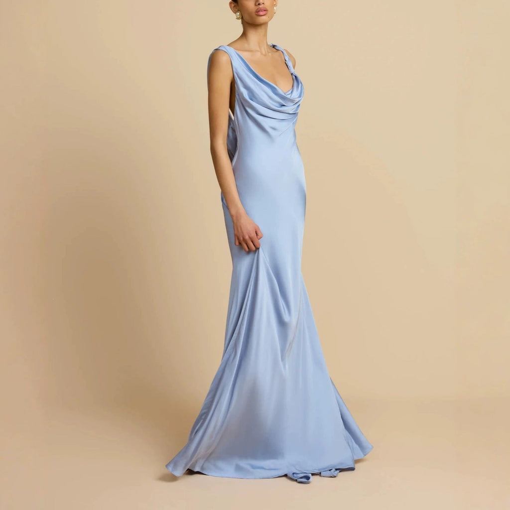 Damen Elegantes Maxikleid mit drapierten Details Shopnory