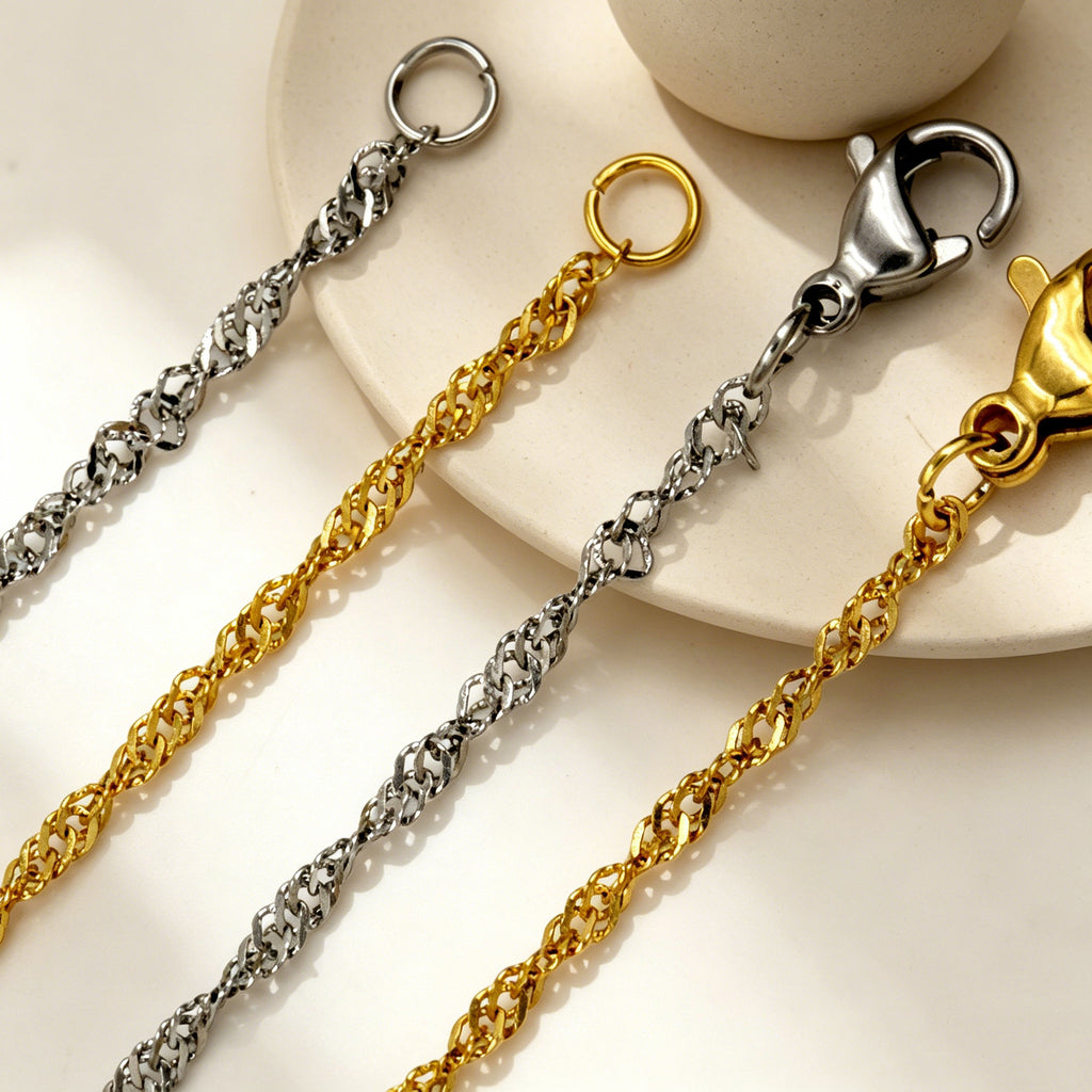Damen Edelstahl Kette mit elegantem geflochtenem Design Shop Nory