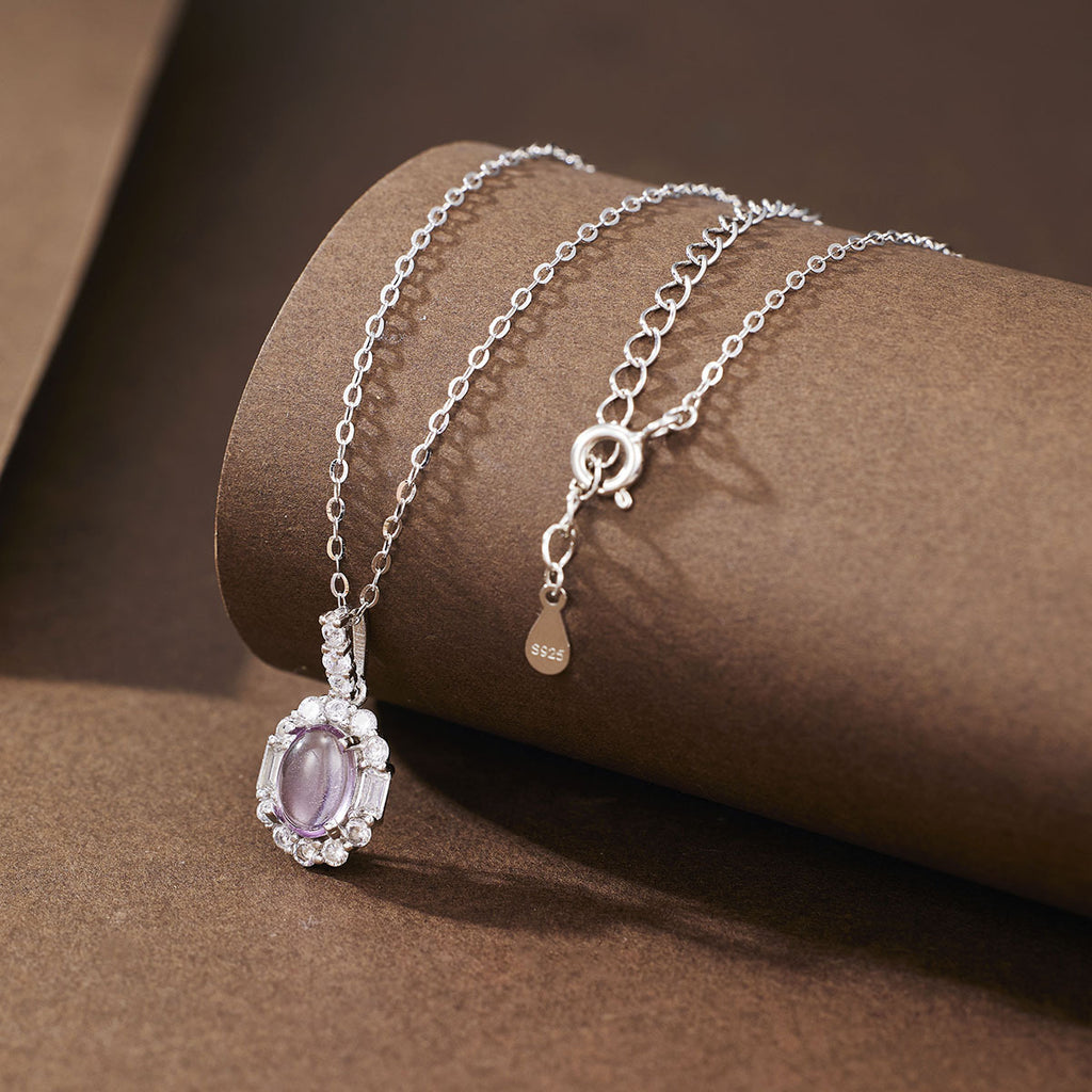 Damen elegante Halskette mit kunstvollem blauen Edelstein und funkelnden Kristallverzierungen Shop Nory