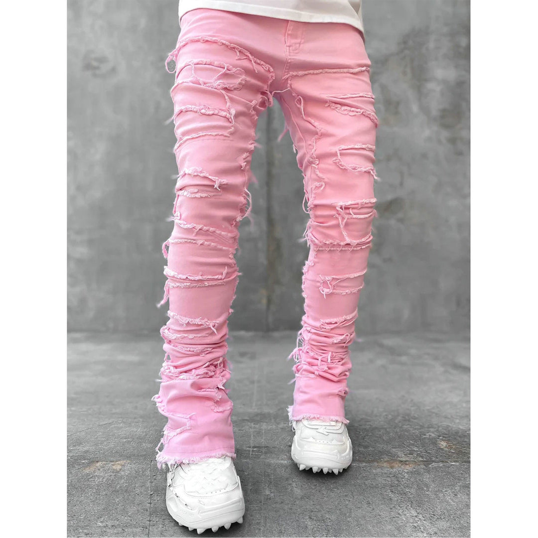 Herren Zerrissene Denim-Hose im lässigen Stil mit einzigartigem Design