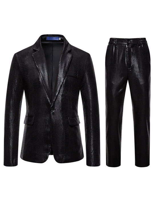 Herren Zweiteiliges Glamour-Anzugset mit metallischem Kroko-Effekt und schmaler Silhouette Shop Nory