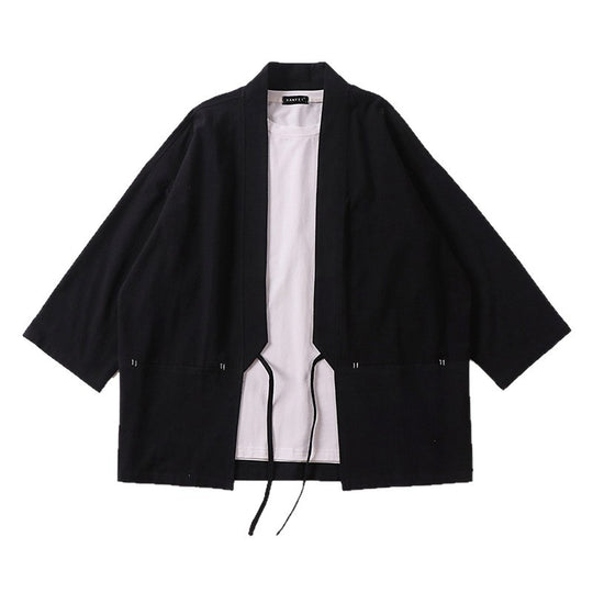 Unisex Kimono-Haori-Jacke mit Bindegürtel und dreiviertelärmeln Shop Nory