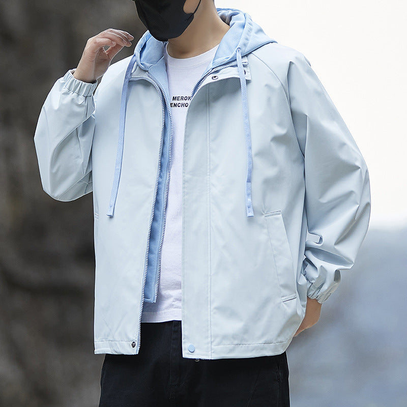 Herren Leichte Regenjacke mit verstellbarem Kapuzenkragen Shop Nory