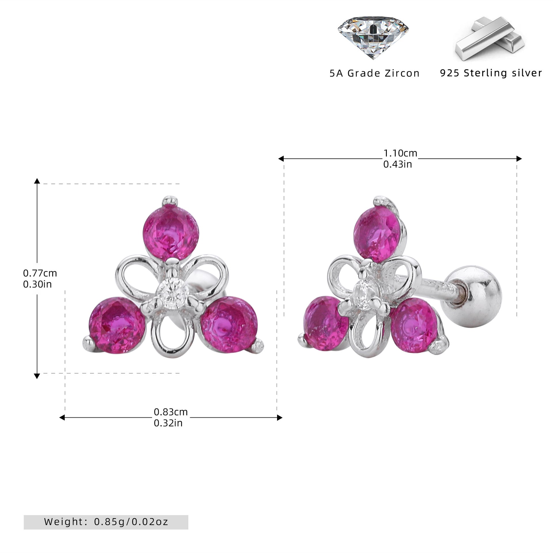 Damen Ohrstecker im blühenden Blumenmotif aus hochwertigem 925 Sterling Silber Shop Nory