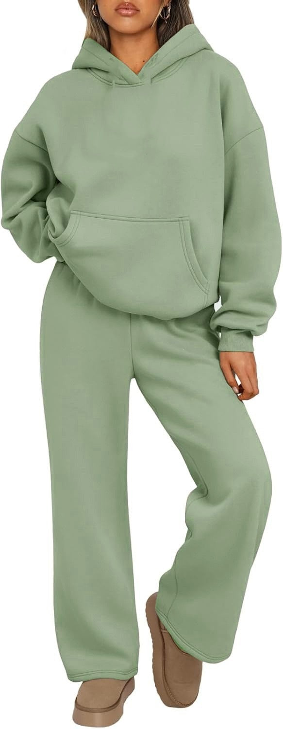 Damen nan Cozy-Loungewear-Set mit oversized Kapuzenpullover, Kängurutasche und weiten Palazzo-Jogginghose Shop Nory