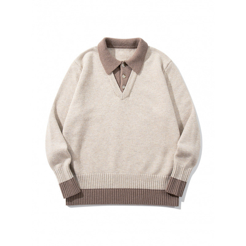 Herren Oversized Feinstrick-Polo mit kontrastbesetztem Hemdkragen und Rippenbündchen Shop Nory
