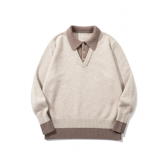 Herren Oversized Feinstrick-Polo mit kontrastbesetztem Hemdkragen und Rippenbündchen Shop Nory